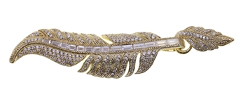 STERLING SILVER VERMEIL JUDITH RIPKA CZ FEATHER PENDANT