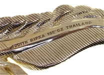 STERLING SILVER VERMEIL JUDITH RIPKA CZ FEATHER PENDANT