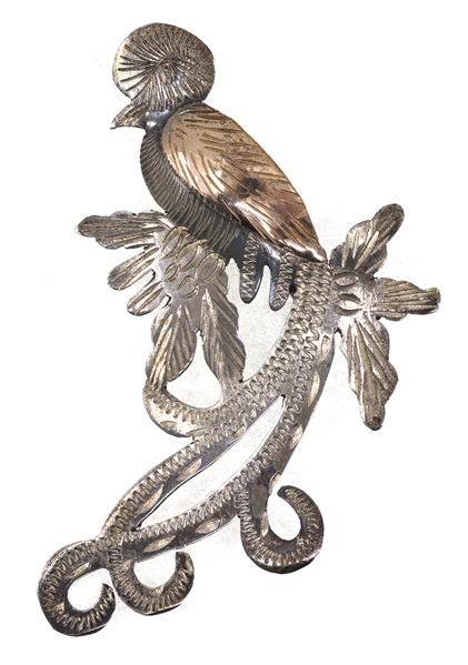 .900 SILVER QUETZAL BIRD BROOCH