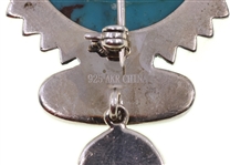 STERLING SILVER FLORAL CARVED TURQUOISE BROOCH