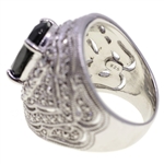 STERLING SILVER DJ ONYX & MARCASITE COCKTAIL RING