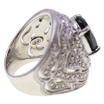 STERLING SILVER DJ ONYX & MARCASITE COCKTAIL RING