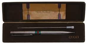 STERLING SILVER CASE GUCCI ENAMEL STRIPE BALLPOINT PEN