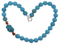 TURQUOISE BEADED STERLING SILVER NECKLACE