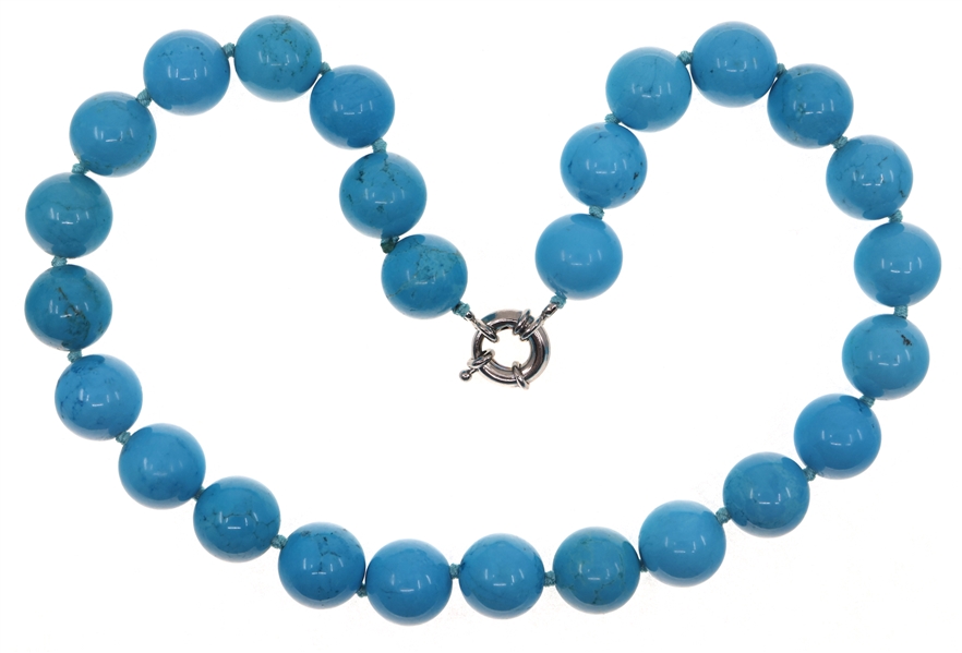 BEADED TURQUOISE STERLING SILVER NECKLACE