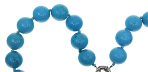 BEADED TURQUOISE STERLING SILVER NECKLACE