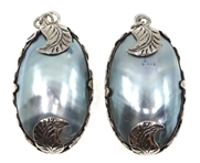 STERLING SILVER GREY MOTHER-OF-PEARL EARRING JACKETS