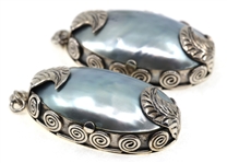 STERLING SILVER GREY MOTHER-OF-PEARL EARRING JACKETS