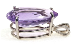 STERLING SILVER PEAR CUT AMETHYST PENDANT
