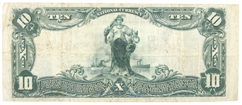 1902 US $10 BLUE SEAL NATIONAL BANK NOTE 