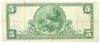 1902 US $5 BLUE SEAL NATIONAL CURRENCY NOTE