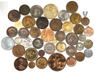 20TH C. BRASS, BRONZE & PEWTER TABLE MEDALS