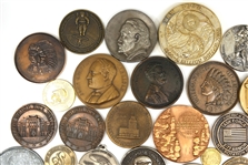 20TH C. BRASS, BRONZE & PEWTER TABLE MEDALS