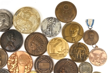 20TH C. BRASS, BRONZE & PEWTER TABLE MEDALS