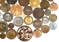 20TH C. BRASS, BRONZE & PEWTER TABLE MEDALS