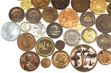 20TH C. BRASS, BRONZE & PEWTER TABLE MEDALS