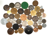 20TH C. BRASS, BRONZE & PEWTER TABLE MEDALS