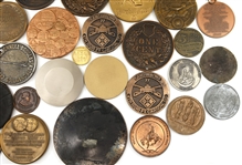 20TH C. BRASS, BRONZE & PEWTER TABLE MEDALS