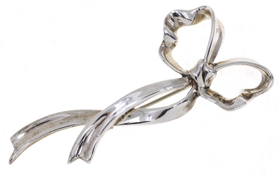 TIFFANY & CO. STERLING SILVER RIBBON BOW BROOCH