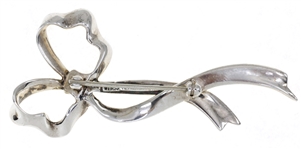 TIFFANY & CO. STERLING SILVER RIBBON BOW BROOCH