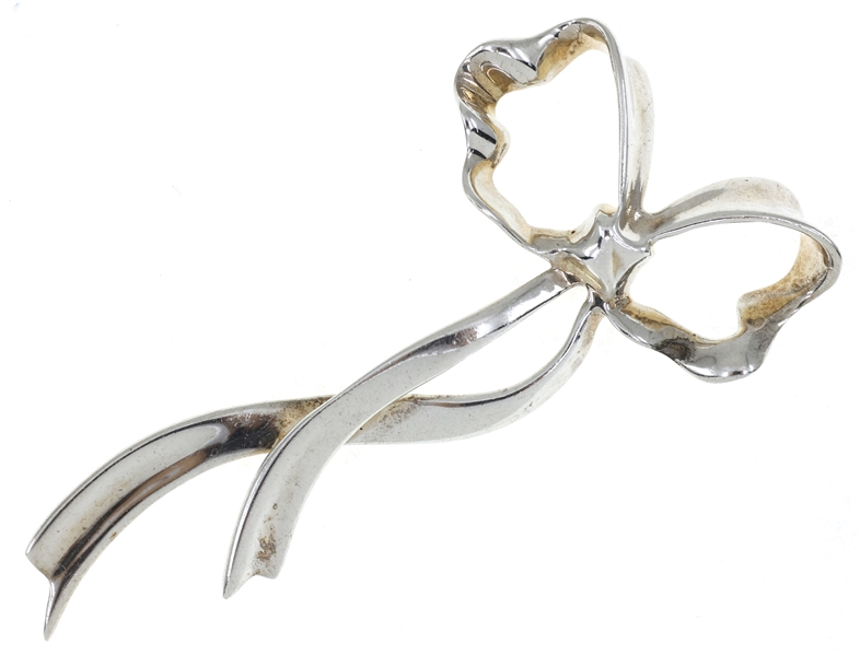 TIFFANY & CO. STERLING SILVER RIBBON BOW BROOCH