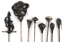 VICTORIAN HATPINS WITH STERLING SILVER HEADS