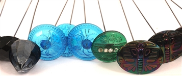 VICTORIAN HATPINS WITH MULTI-COLOR GLASS HEADS