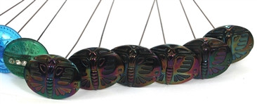 VICTORIAN HATPINS WITH MULTI-COLOR GLASS HEADS