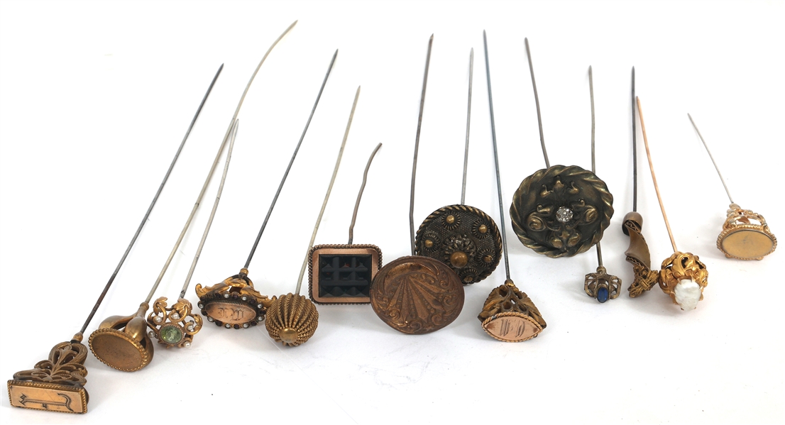 VICTORIAN HATPINS WITH GOLD-TONE HEADS