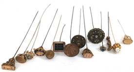 VICTORIAN HATPINS WITH GOLD-TONE HEADS
