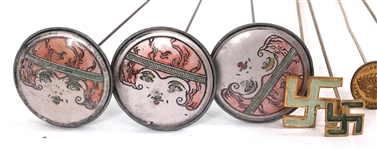 EARLY 20TH C. HATPINS WITH ENAMEL HEADS