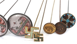 EARLY 20TH C. HATPINS WITH ENAMEL HEADS