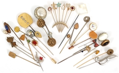 GOLD-TONE & SILVER-TONE STICK PINS & SMALL HATPINS