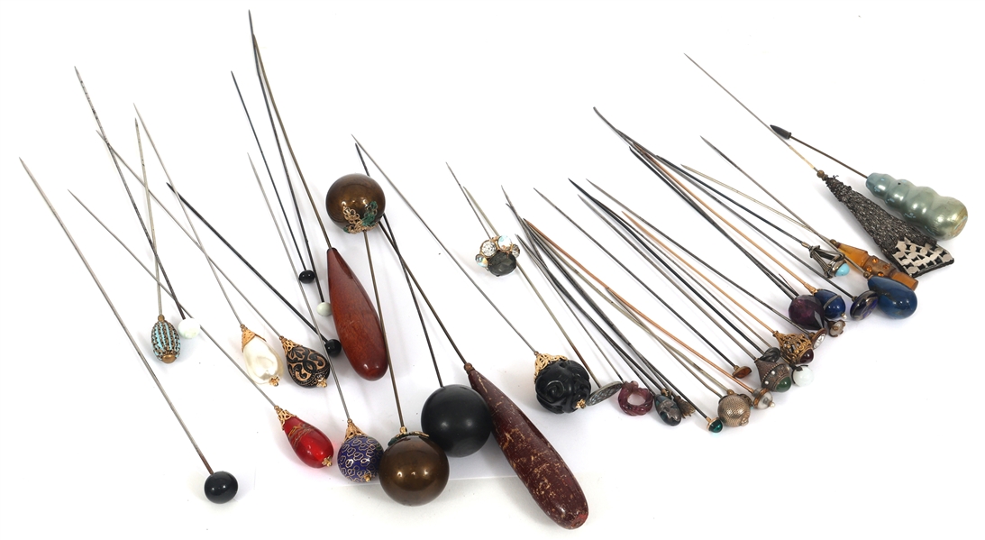EARLY TO MID 20TH C. HATPINS - 6" TO 12" LENGTH