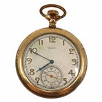 MENS ELGIN ART DECO DIAL GOLD-FILLED CASE POCKET WATCH