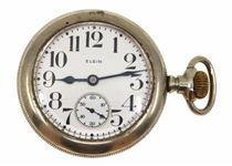 EARLY 20TH C. MEN'S ELGIN SILVERINE CASE POCKET WATCH