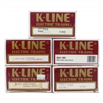 K-LINE O GAUGE TRAIN CARS - LOT OF 5