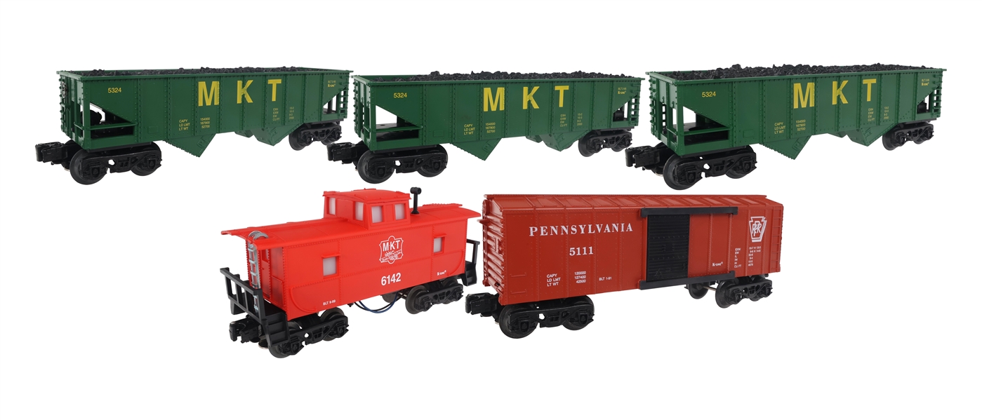 K-LINE O GAUGE TRAIN CARS - LOT OF 5