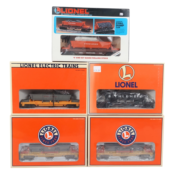 LIONEL O GAUGE TRAIN CARS - LOT OF 5