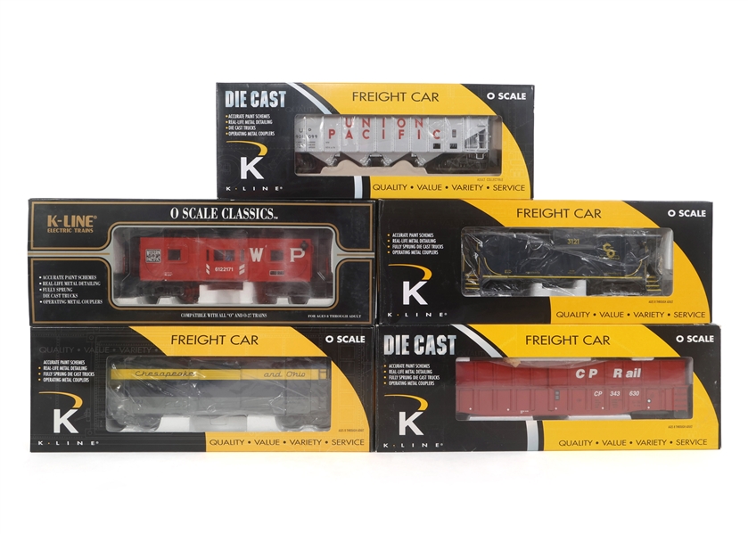 K-LINE O GAUGE TRAIN CARS - LOT OF 5