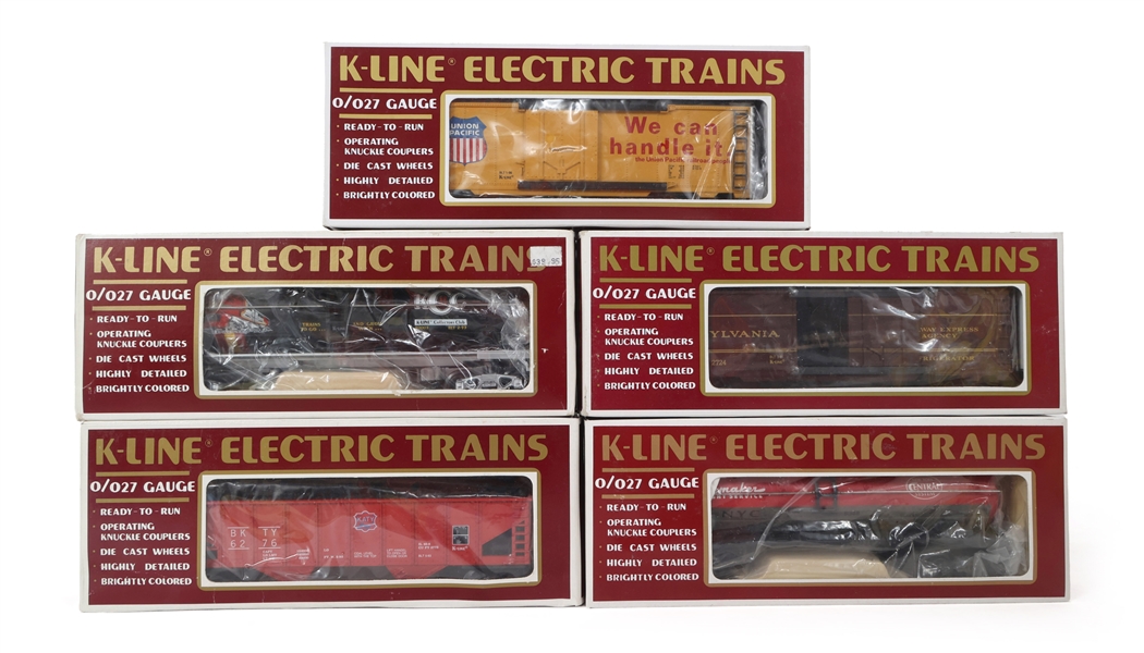 K-LINE O GAUGE TRAIN CARS - LOT OF 5
