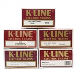 K-LINE O GAUGE TRAIN CARS - LOT OF 5