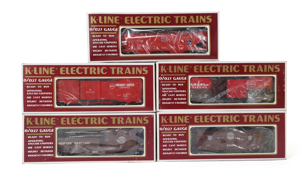 K-LINE O GAUGE TRAIN CARS - LOT OF 5