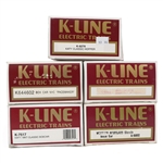 K-LINE O GAUGE TRAIN CARS - LOT OF 5
