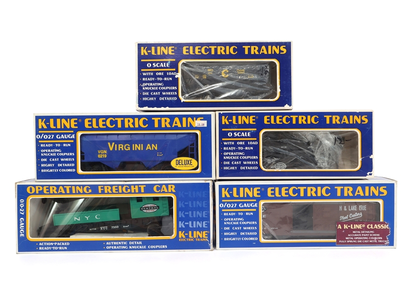 K-LINE O GAUGE TRAIN CARS - LOT OF 5
