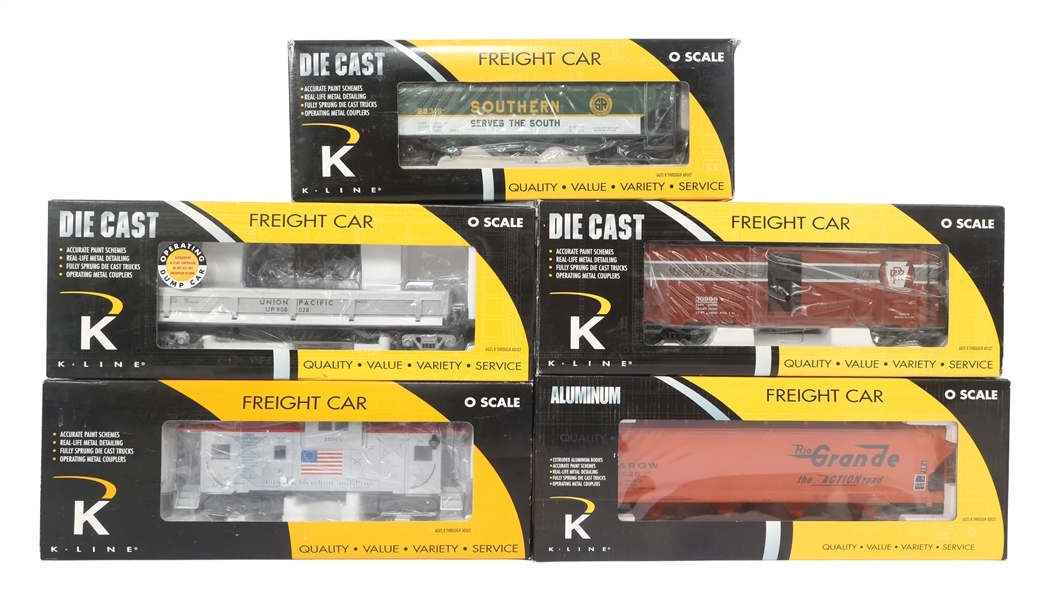 K-LINE O GAUGE TRAIN CARS - LOT OF 5