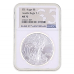 2021 US .999 SILVER HERALDIC EAGLE T-1 $1 COIN NGC MS70