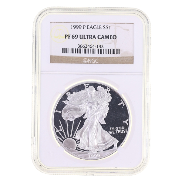 1999-P US SILVER EAGLE $1 COIN NGC PF69 ULTRA CAMEO