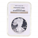 1999-P US SILVER EAGLE $1 COIN NGC PF69 ULTRA CAMEO