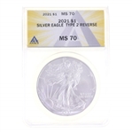 2021 US .999 SILVER EAGLE TYPE 2 $1 COIN ANACS MS 70